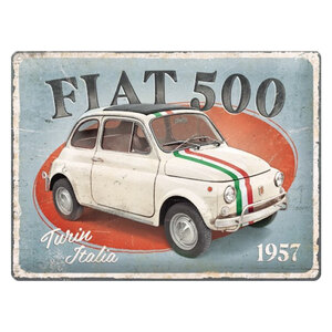 NOSTALGIC ART - Cartello in latta Fiat 500 - NOSTALGIC ART - Cartello in latta
