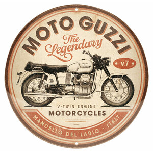 NOSTALGIC ART - Cartello in latta Moto Guzzi - The Legendary V Twin Engine - NOSTALGIC ART - Cartello in latta