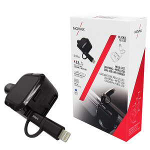NOVAK - Cavo ricarica 12V Lightning + USB Avvolgibile - NOVAK - Cavo ricarica 12V