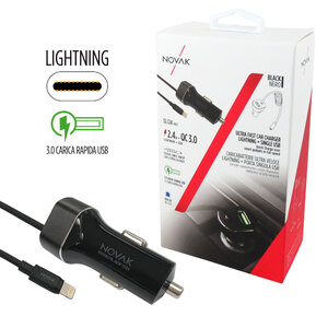 NOVAK - Cavo ricarica 12V + USB Ultra veloce QC3.0 - NOVAK - Cavo ricarica 12V