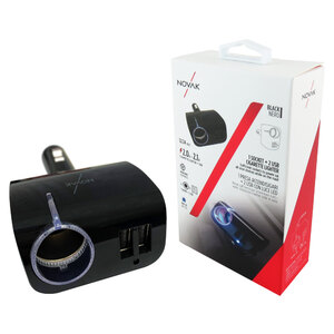 NOVAK - Sdoppiatore presa accendisigari con USB 1 socket + 2 USB - NOVAK - Sdoppiatore presa accendisigari con USB