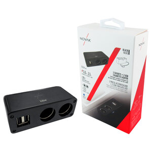 NOVAK - Sdoppiatore presa accendisigari con USB 2 socket + 2 USB - NOVAK - Sdoppiatore presa accendisigari con USB