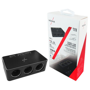 NOVAK - Sdoppiatore presa accendisigari con USB 3 socket + 3 USB - NOVAK - Sdoppiatore presa accendisigari con USB