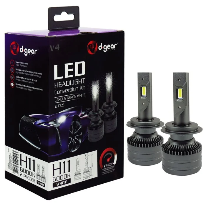 Lampadine H11 Led Headlight Conversion Kit V4 D-GEAR