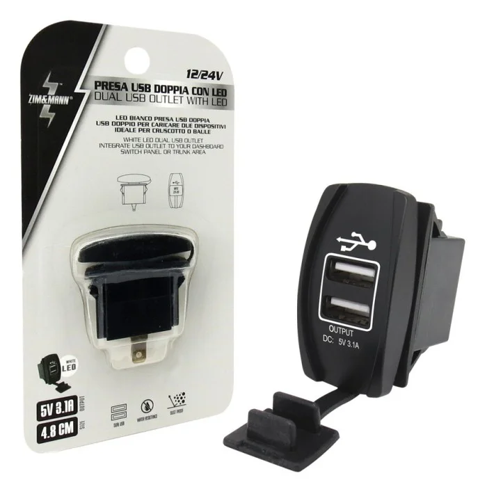 Presa di corrente USB doppio con LED bianco ZIM&MANN