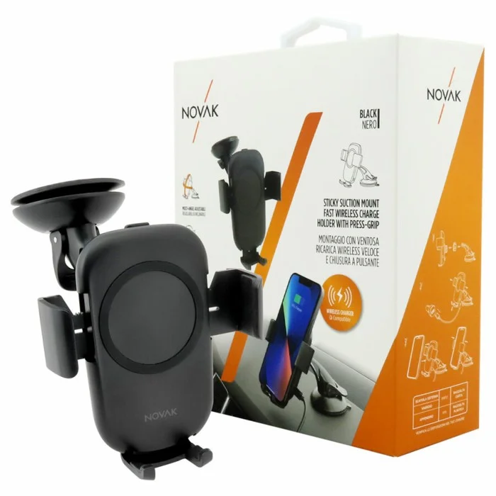 Supporto-caricabatteria wireless Con ventosa NOVAK