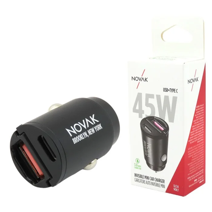USB da presa accendisigari USB-A + Type-C 45W NOVAK