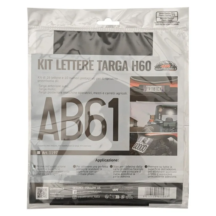 Adesivi targa Kit adesivi lettere targa mezzi agricoli GAT